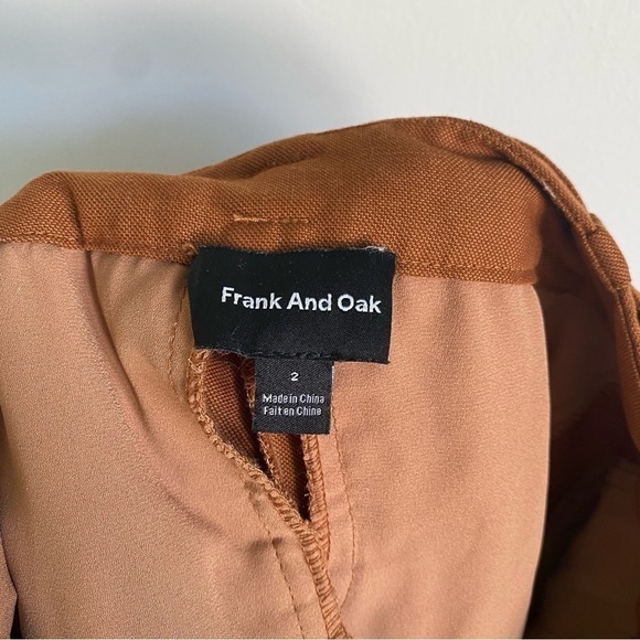 Frank and Oak Women High-Rise Belted Pants in Terracotta / Rust Brown • sz US 2 - Picture 8 of 10